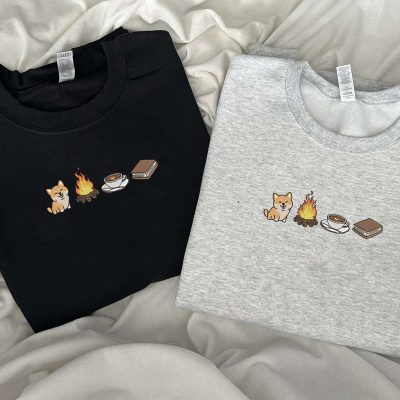 Campfire Embroidery Sweatshirt For Dog Lover