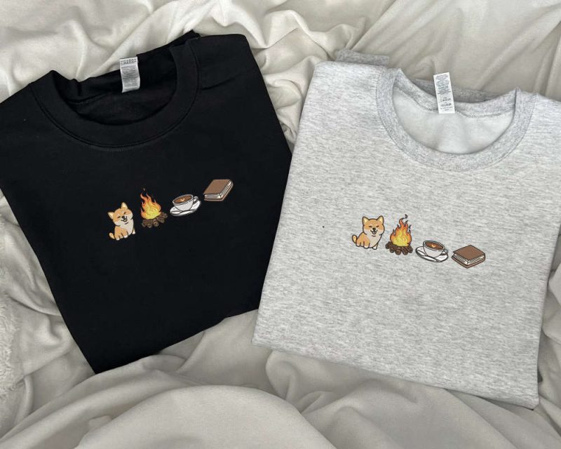 Campfire Embroidery Sweatshirt For Dog Lover