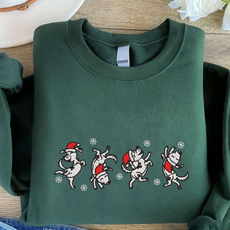 Christmas Dogs Embroidered Sweatshirt