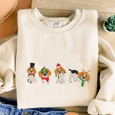 Cute Dogs Embroidered Sweatshirt