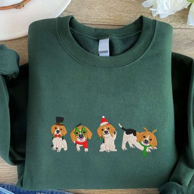 Christmas Dogs Embroidered Sweatshirt