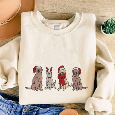 Christmas Dogs Embroidered Sweatshirt