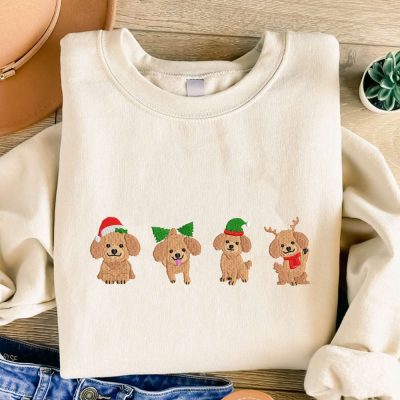 Dogs Embroidered Sweatshirt For Christmas