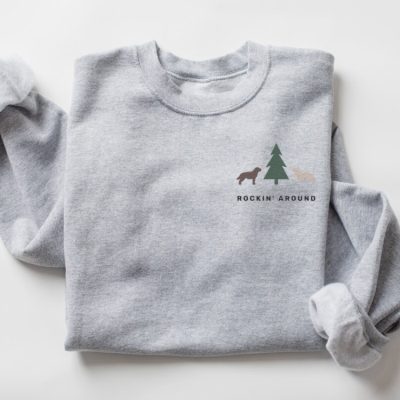 Rockin Around The Christmas Tree Embroidered Sweatshirt For Family