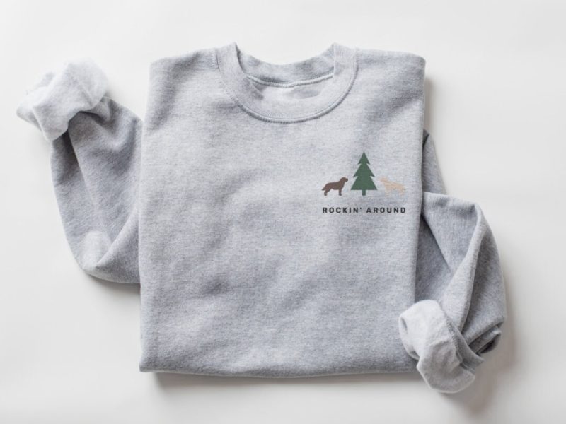 Rockin Around The Christmas Tree Embroidered Sweatshirt For Family