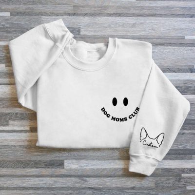 Custom Dog Mom Club Embroidered Sweatshirt 2D Crewneck Sweatshirt Gift For Family