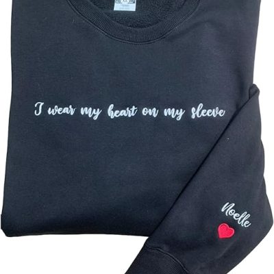 Custom Embroidered I Wear My Heart On My Sleeve With Children Name