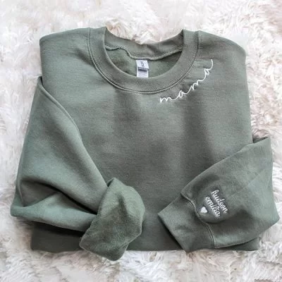 Mama Sweatshirt Women Embroidery Mom Life