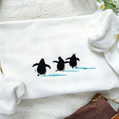 Cute Embroidered Penguin Sweatshirt