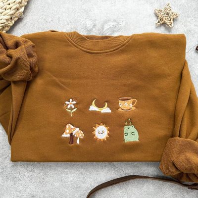 Cute Frog Embroidered Sweatshirt