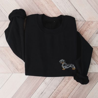 Embroidered Wire Long Hair Dachshund Crewneck
