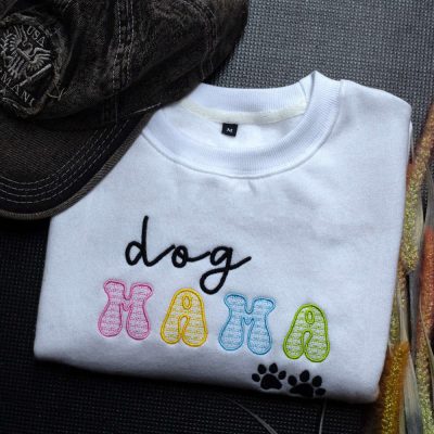 Dog Mom Embroidered Sweatshirt Crewneck For Family