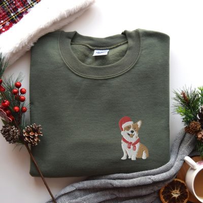 Embroidered Christmas Corgi Sweatshirt
