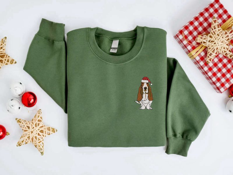 Embroidered Christmas Dog Sweatshirt