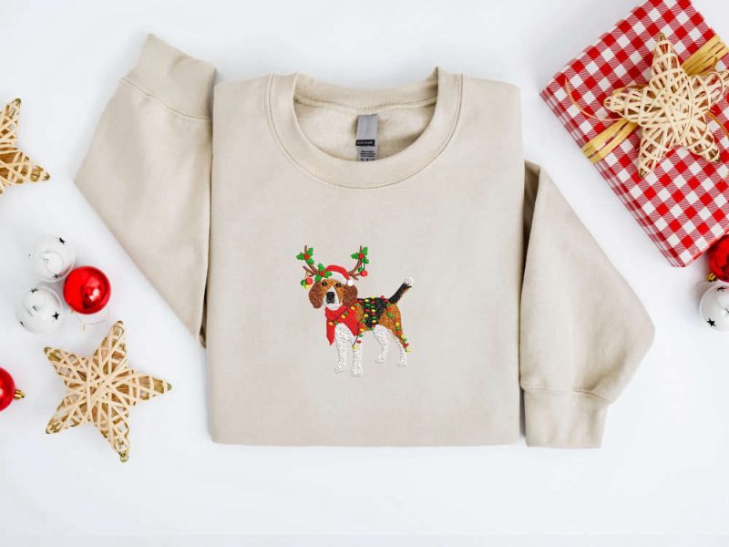 Embroidered Christmas Dog Sweatshirt