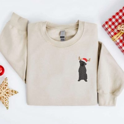 Embroidered Christmas Dog Sweatshirt