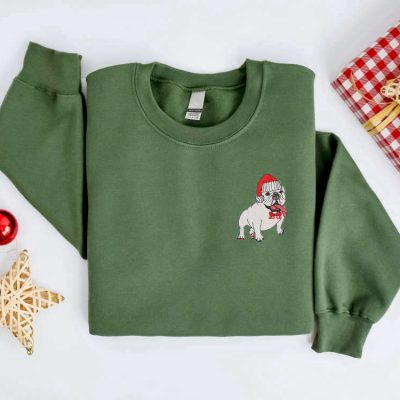 Embroidered Christmas Dog Sweatshirt