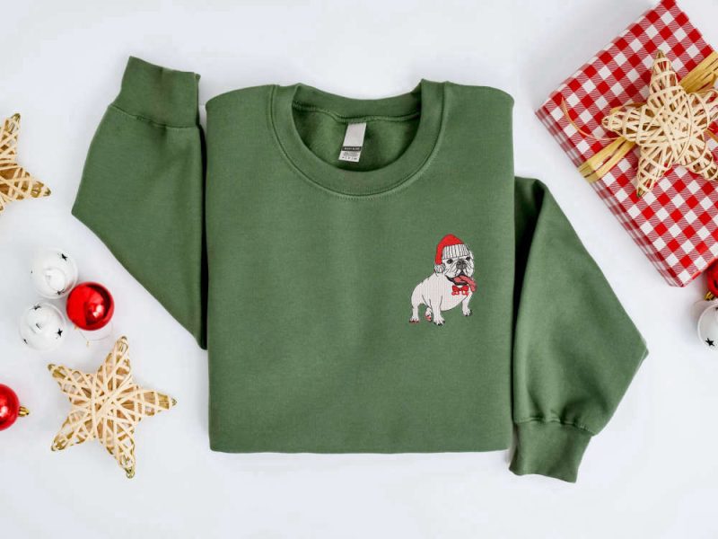 Embroidered Christmas Dog Sweatshirt