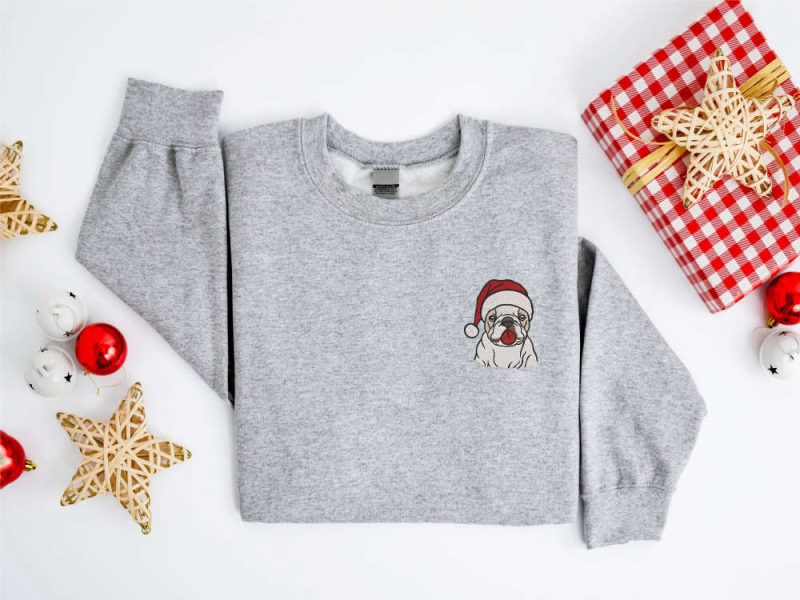 Bulldog Santa Sweatshirt For Family