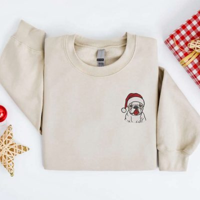 Embroidered Christmas Dog Sweatshirt