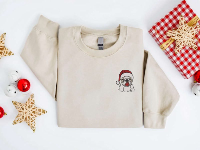 Embroidered Christmas Dog Sweatshirt