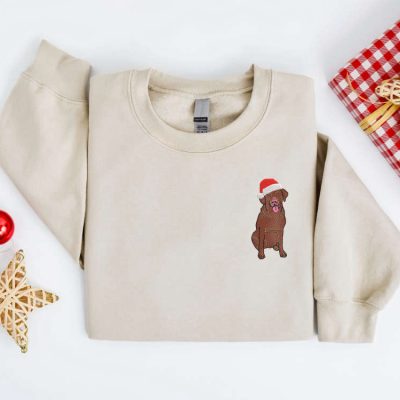 Embroidered Christmas Dog Sweatshirt