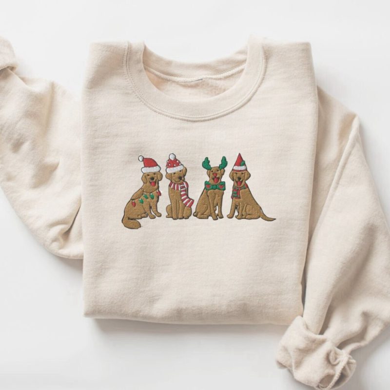 Embroidered Christmas Dog Sweatshirt