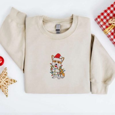 Embroidered Christmas Dog Sweatshirt