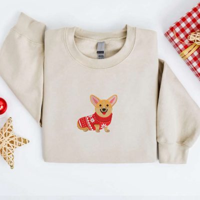 Embroidered Christmas Dog Sweatshirt