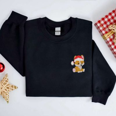 Embroidered Christmas Dog Sweatshirt