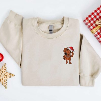 Embroidered Christmas Dog Sweatshirt