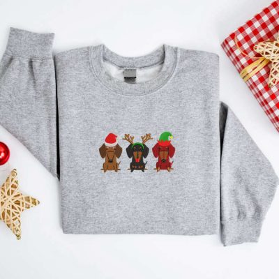 Embroidered Christmas Dog Sweatshirt