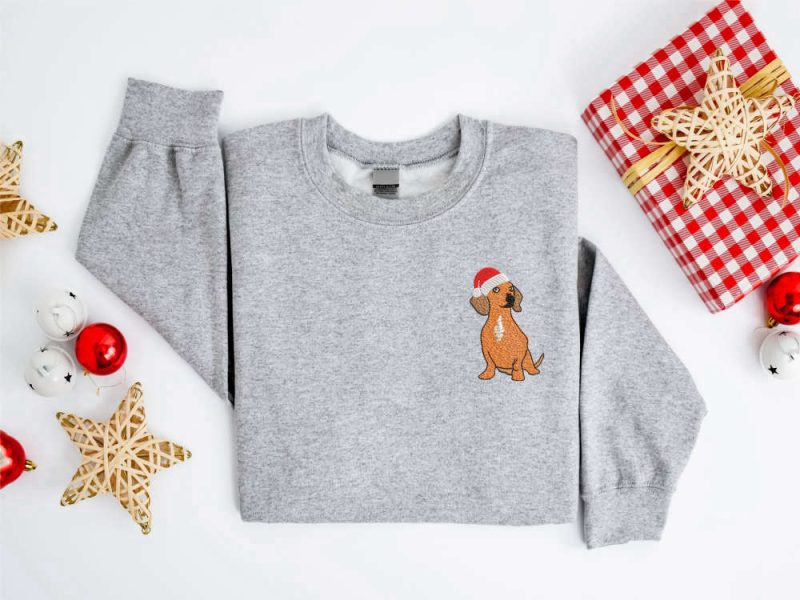 Embroidered Christmas Dog Sweatshirt