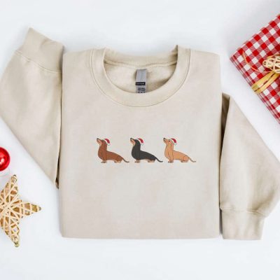 Embroidered Christmas Dog Sweatshirt