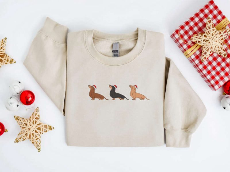 Embroidered Christmas Dog Sweatshirt