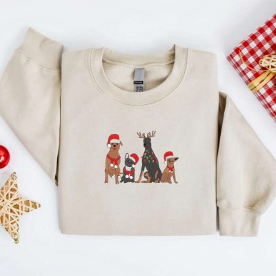 Embroidered Christmas Dog Sweatshirt