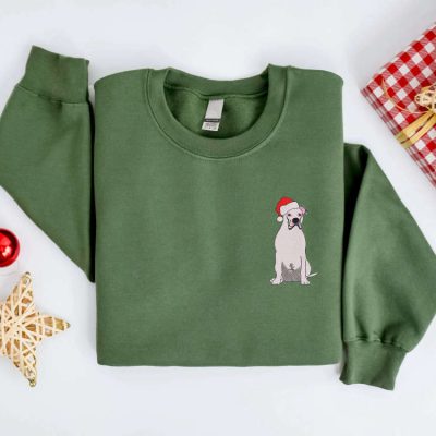 Embroidered Christmas Dog Sweatshirt Embroidered Pitbull Dog Christmas Sweater For Christmas