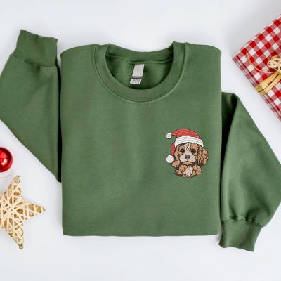 Embroidered Poodle Santa Dog Sweater For Christmas