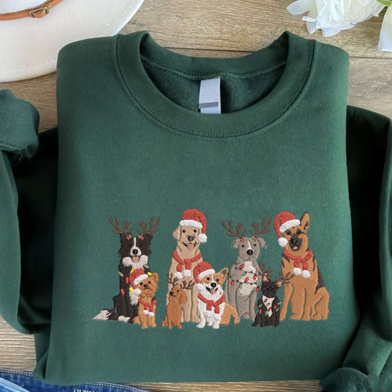 Family Dog Embroidered Sweatshirt For Christmas