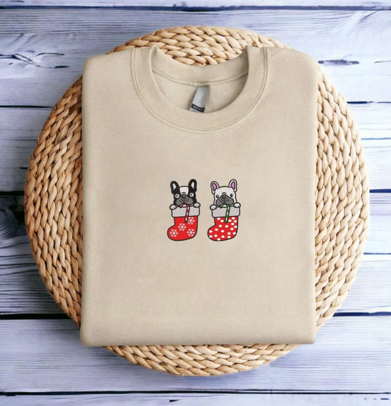 Embroidered Christmas Dog Sweatshirt