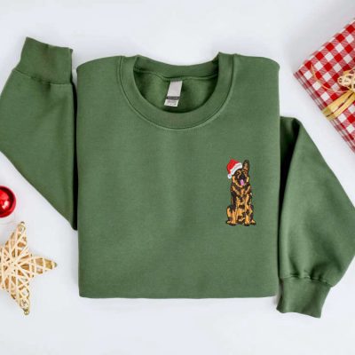 German Shepherd Santa Dog Sweater For Family