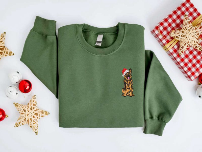 German Shepherd Santa Dog Sweater For Family