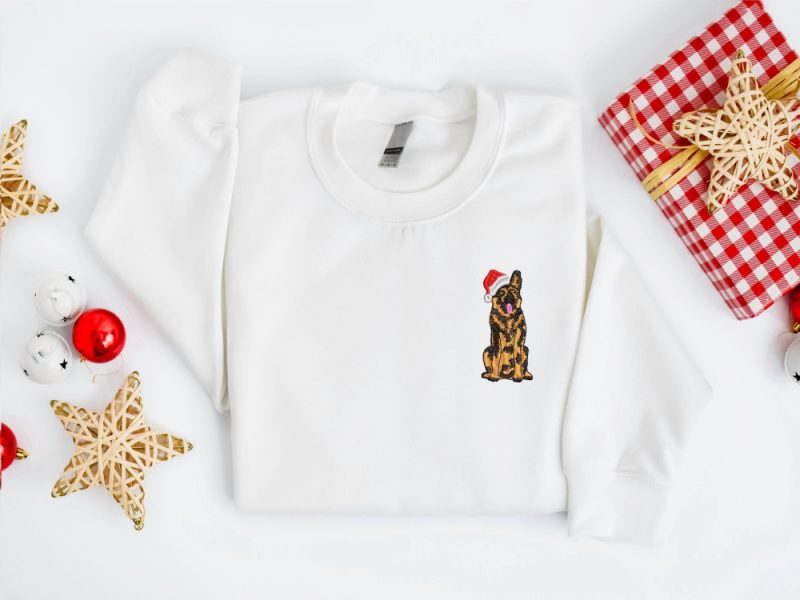 Embroidered Christmas Dog Sweatshirt