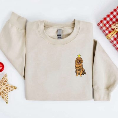 Embroidered Christmas Dog Sweatshirt