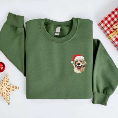 Golden Retriever Santa Christmas Sweater For Family