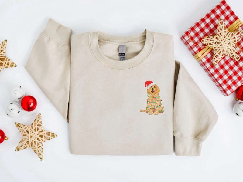 Embroidered Christmas Dog Sweatshirt