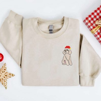 Embroidered Christmas Dog Sweatshirt