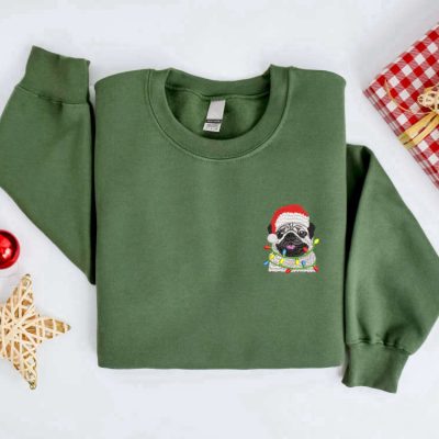 Embroidered Christmas Dog Sweatshirt