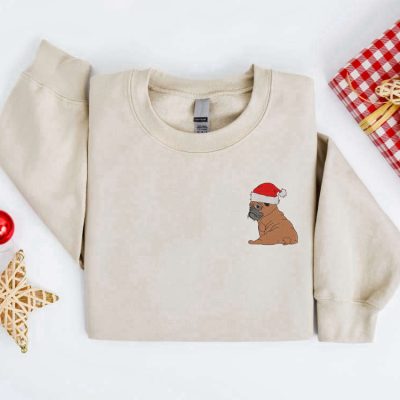 Embroidered Christmas Dog Sweatshirt