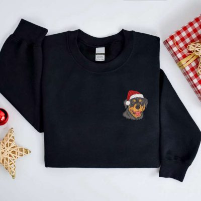 Embroidered Christmas Dog Sweatshirt